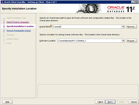 Oracle Client Installer - Installation Location